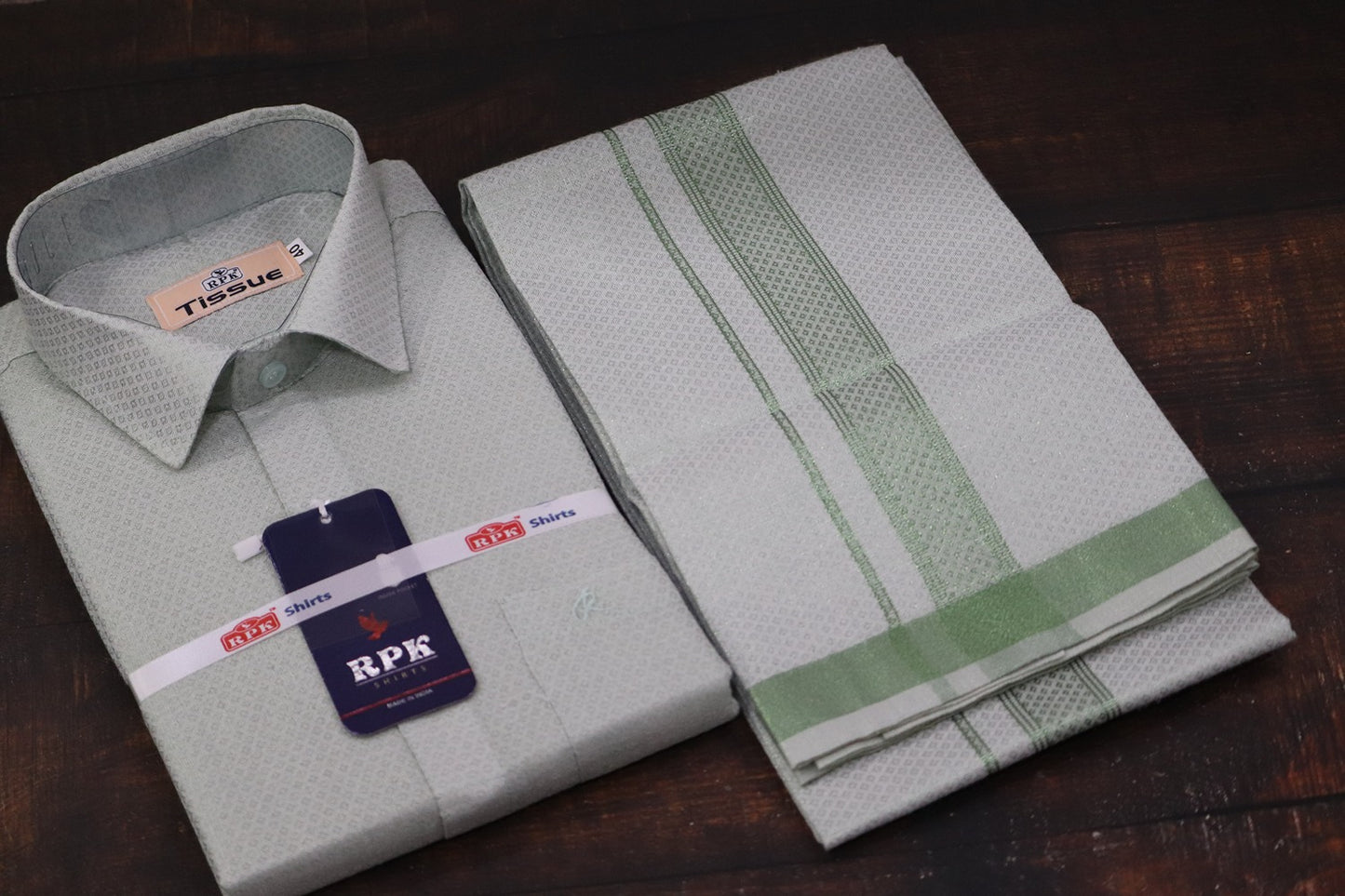 Tissue Jackard Mass Green Set - Design 001