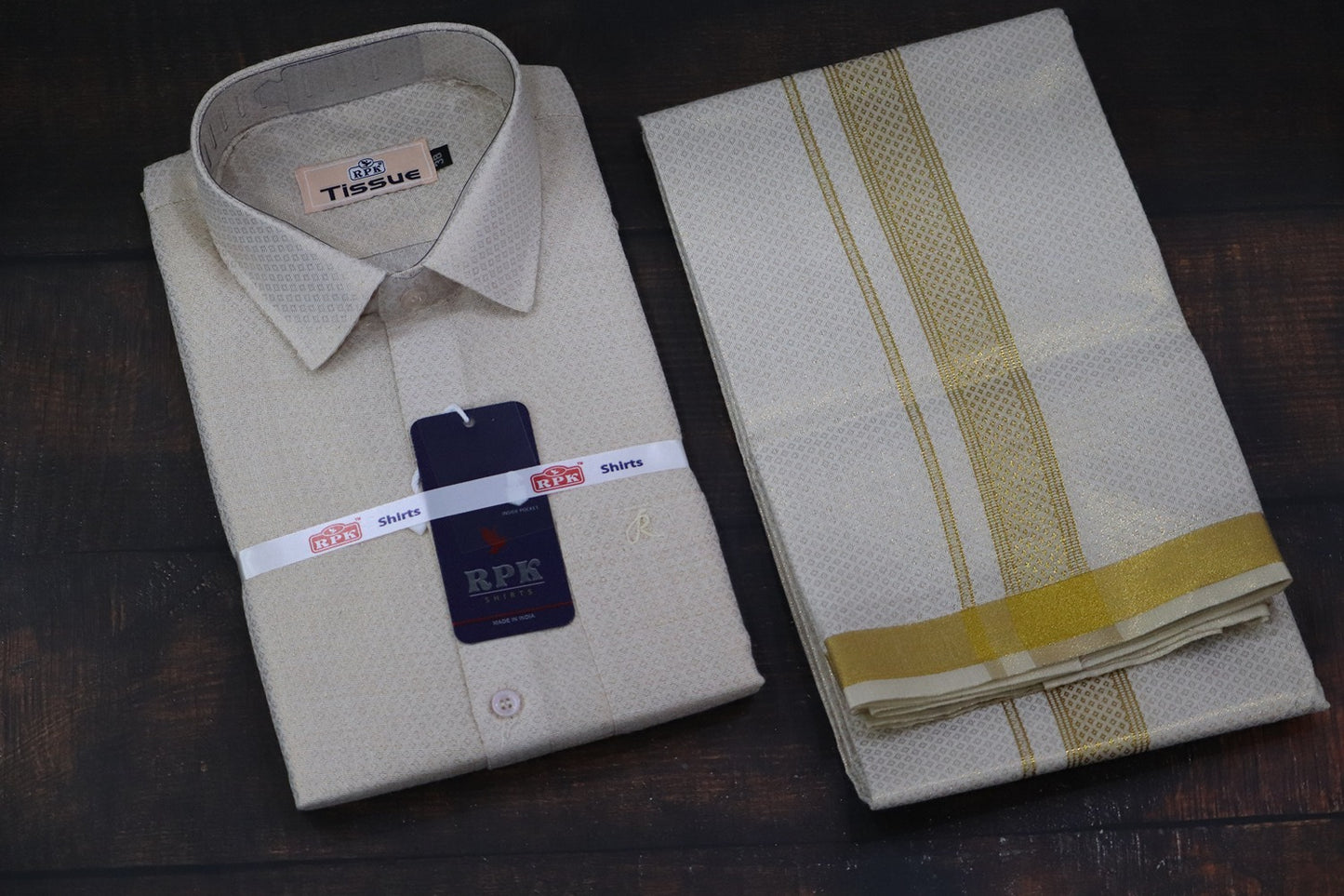 Tissue Jackard Gold Matching Set - Design 001