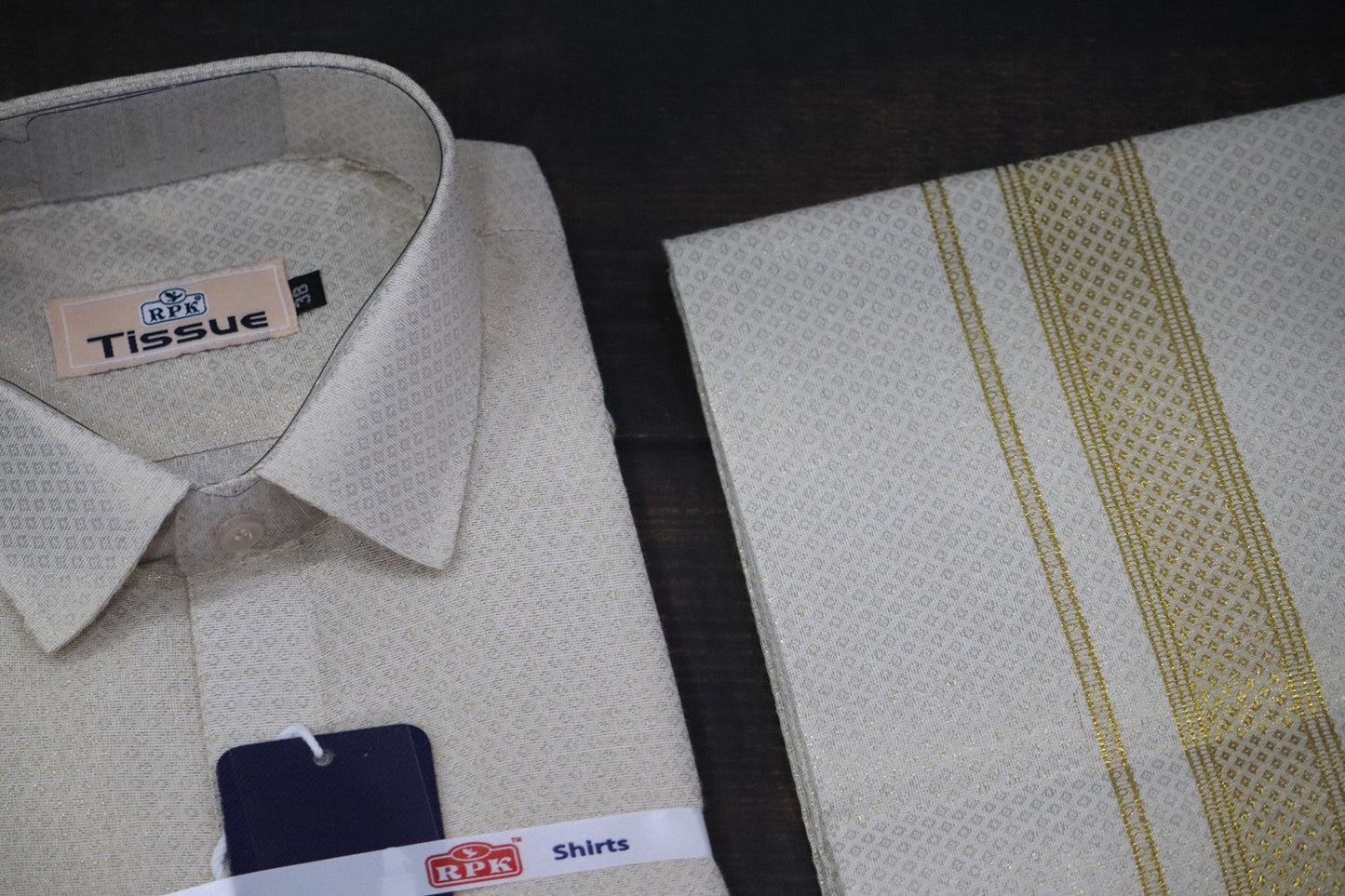 Tissue Jackard Gold Matching Set - Design 001