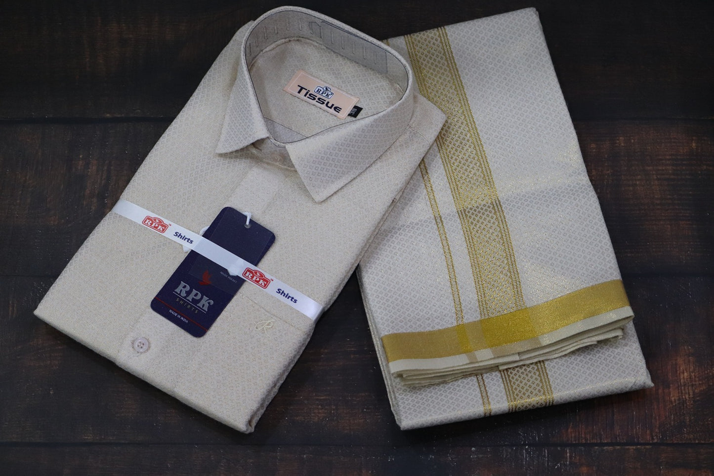 Tissue Jackard Gold Matching Set - Design 001