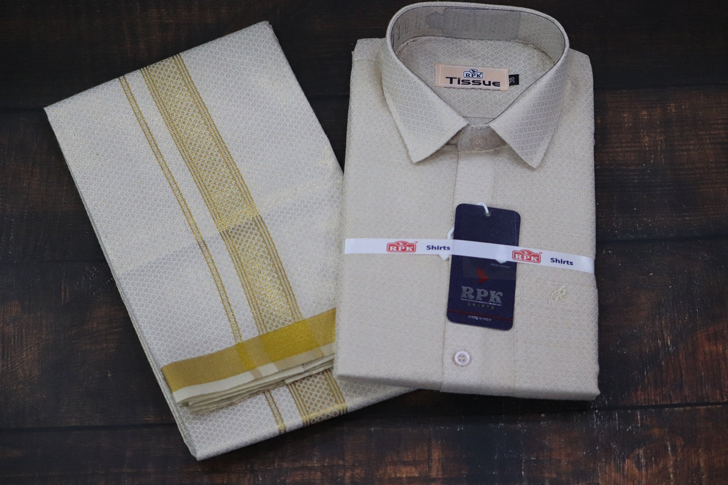 Tissue Jackard Gold Matching Set - Design 001