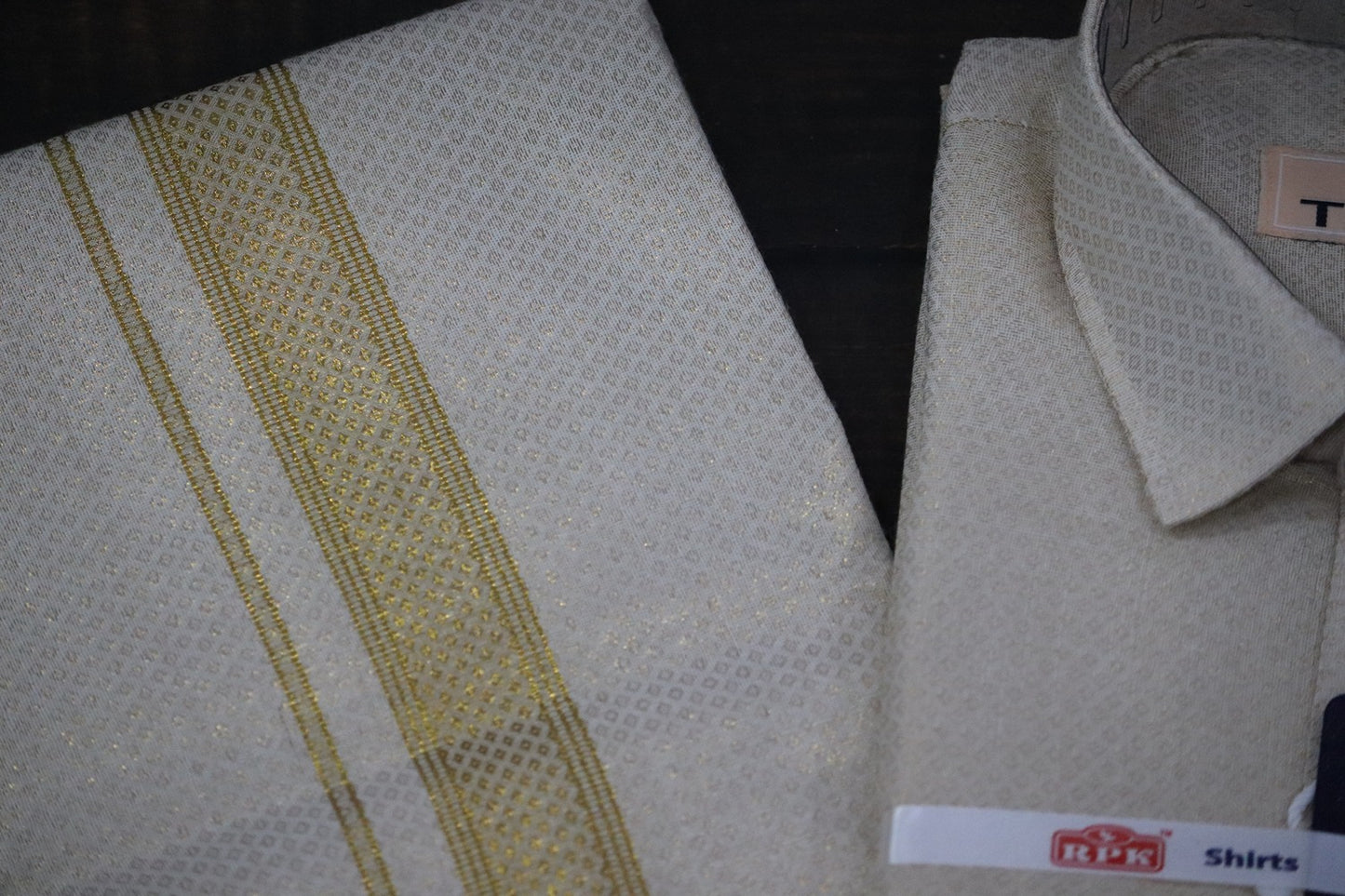 Tissue Jackard Gold Matching Set - Design 001