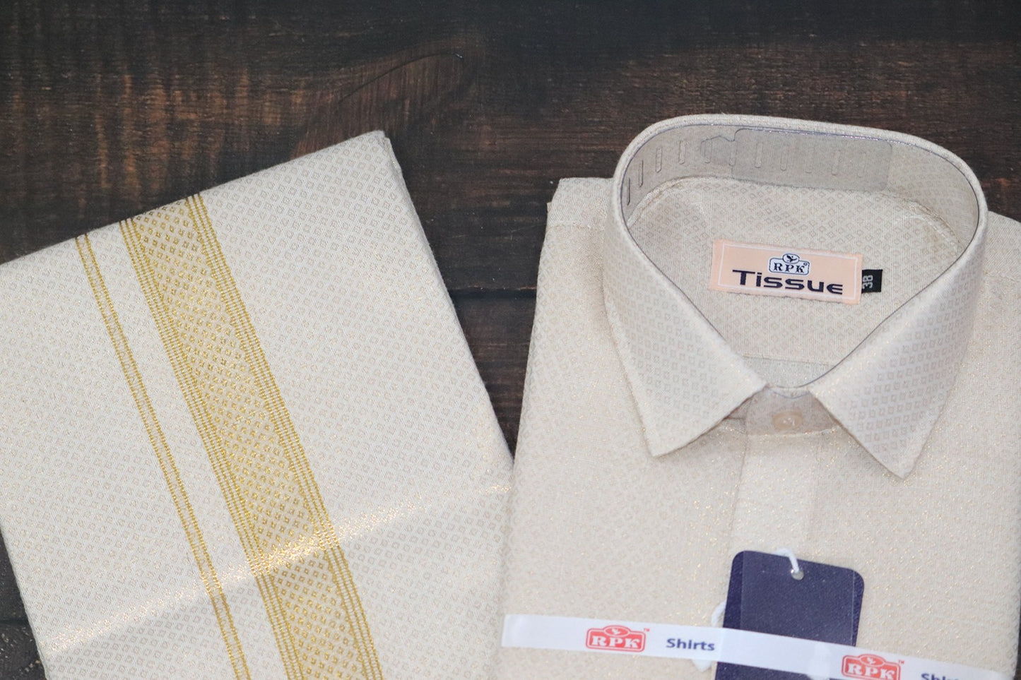 Tissue Jackard Gold Matching Set - Design 001