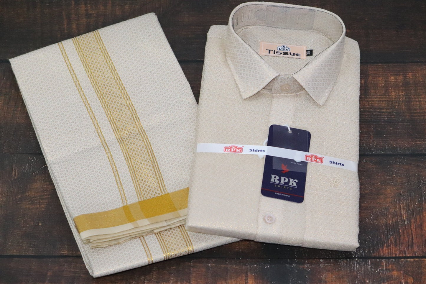 Tissue Jackard Gold Matching Set - Design 001