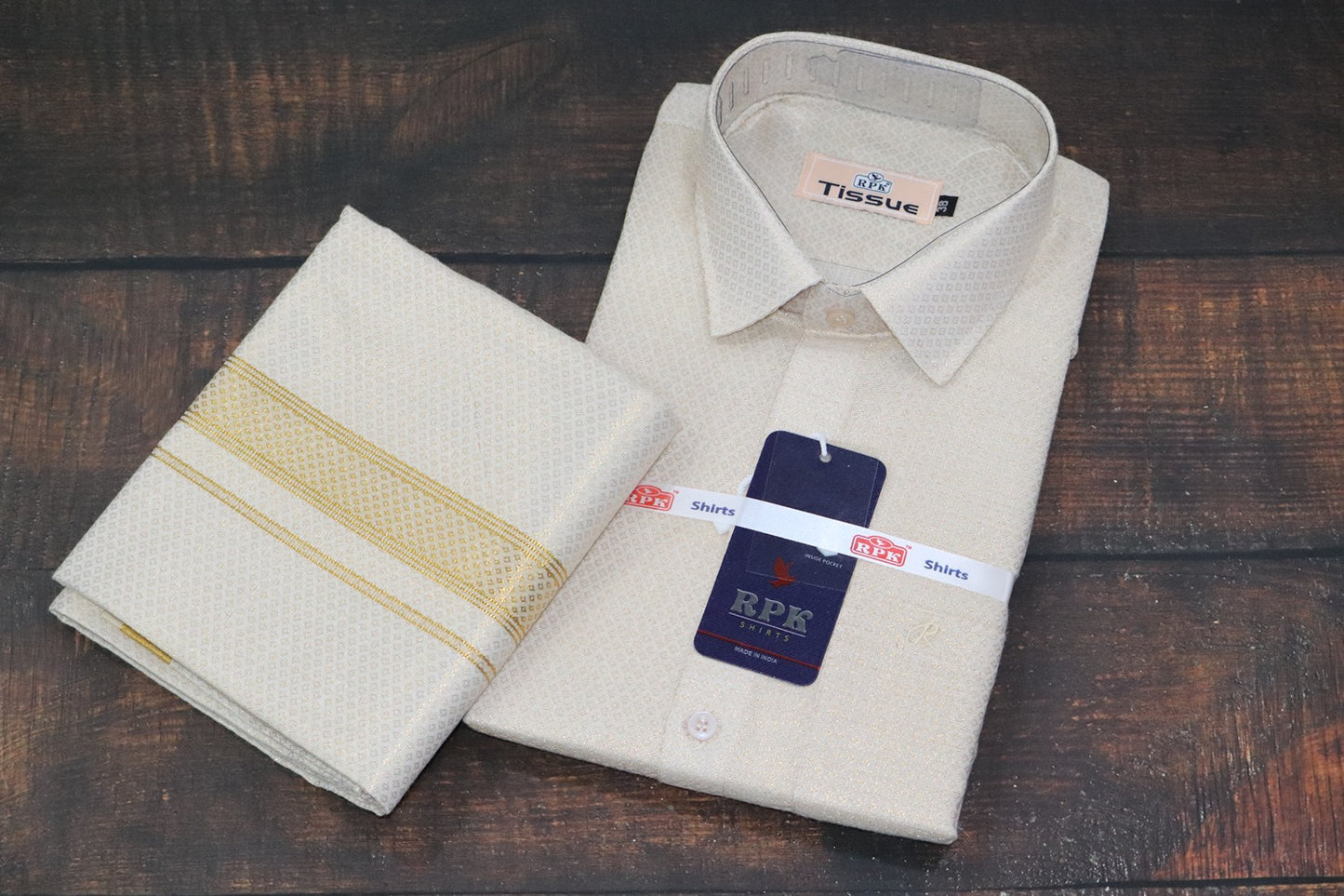 Tissue Jackard Gold Matching Set - Design 001