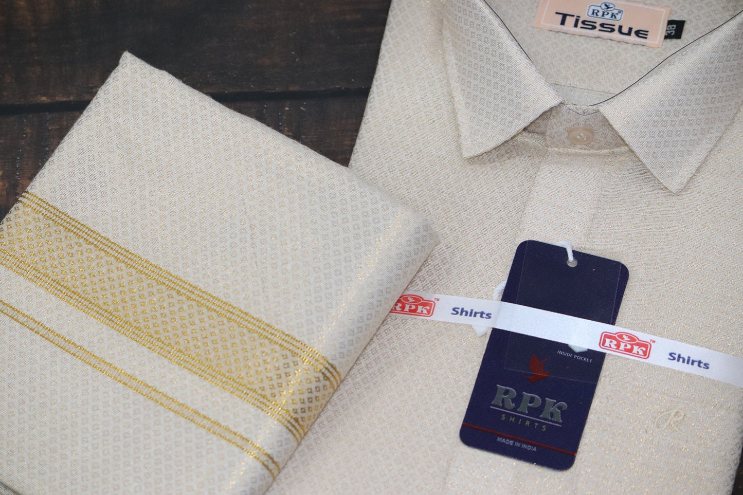 Tissue Jackard Gold Matching Set - Design 001