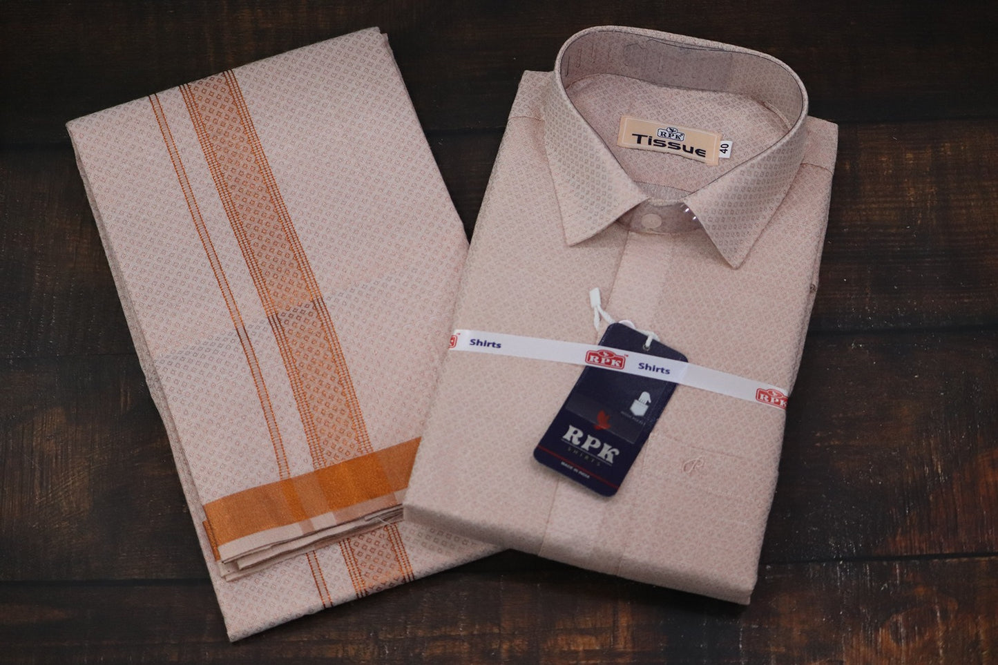 Tissue Jackard Copper Matching Set - Design 001