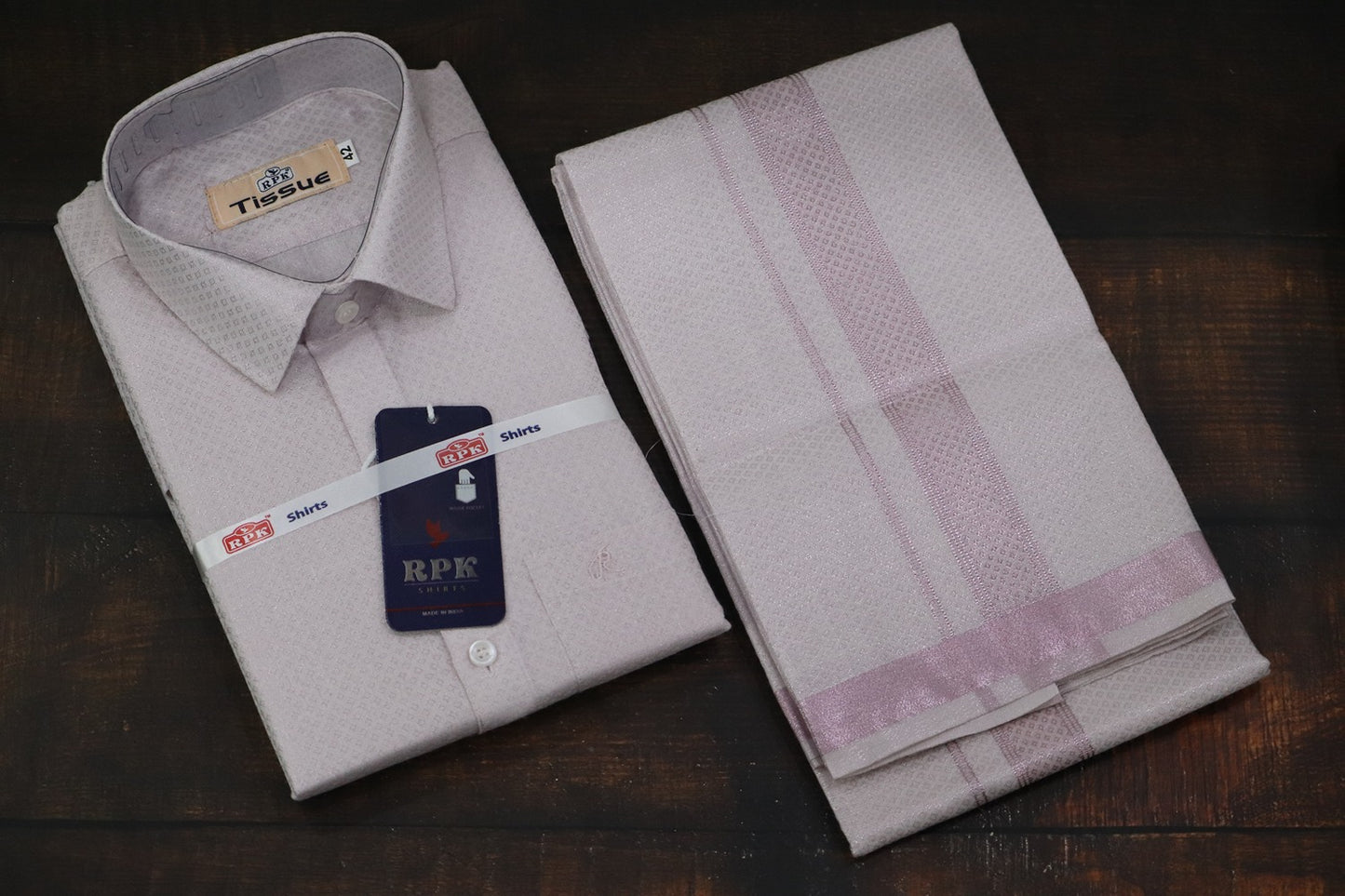 Tissue Jackard Rose Pink Matching Set - Design 001