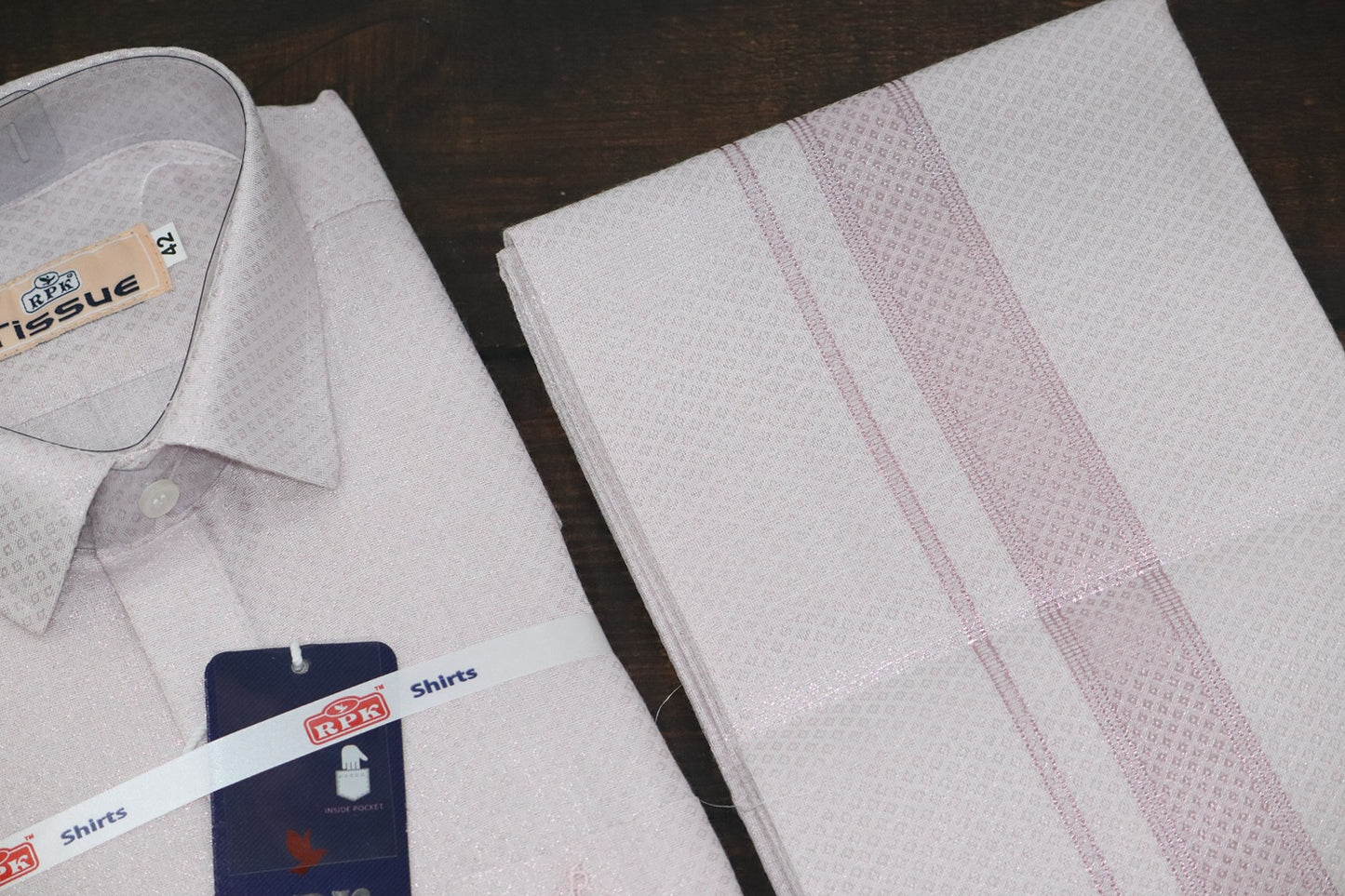 Tissue Jackard Rose Pink Matching Set - Design 001