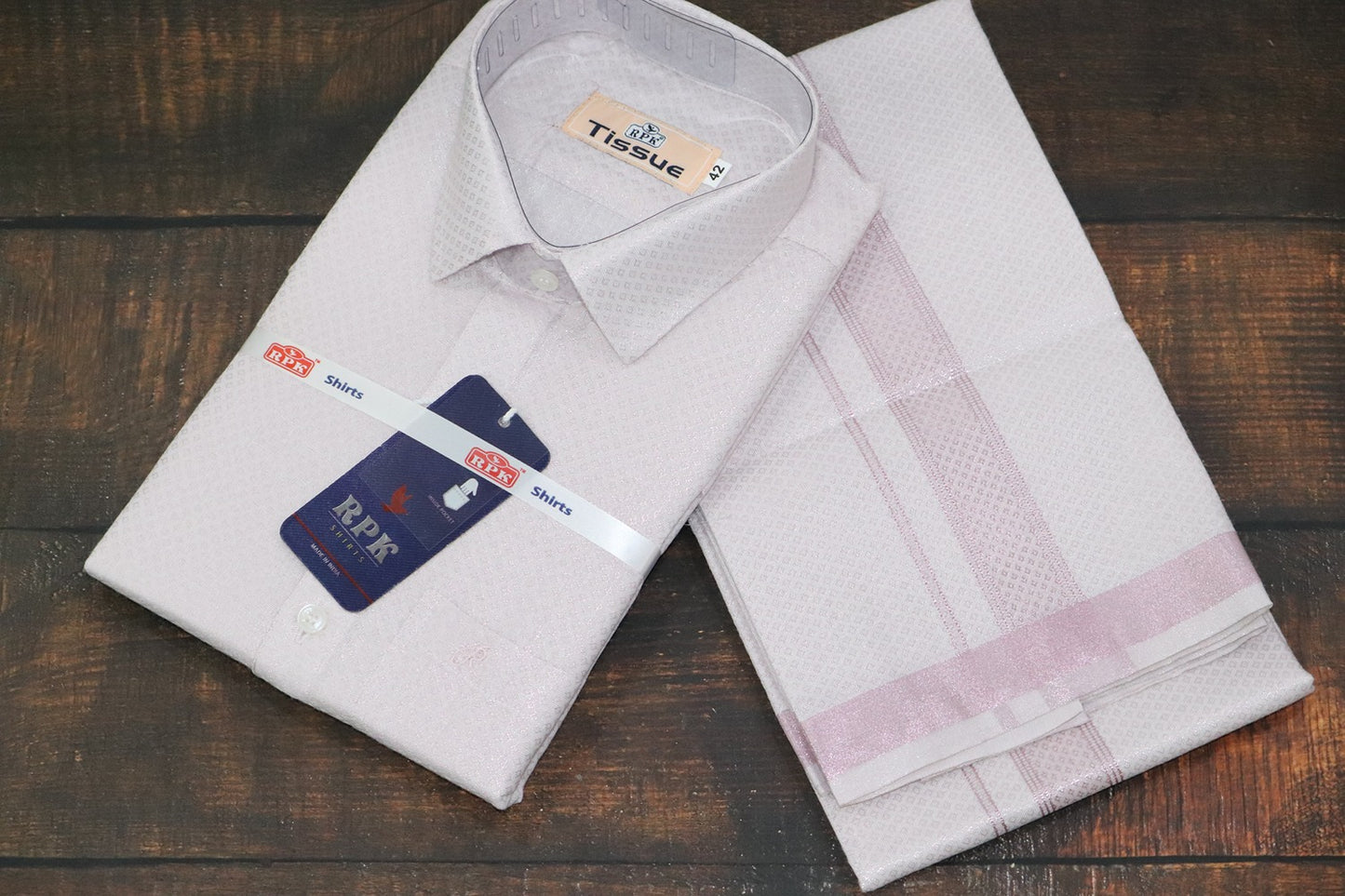 Tissue Jackard Rose Pink Matching Set - Design 001