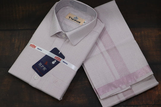 Tissue Jackard Rose Pink Matching Set - Design 001