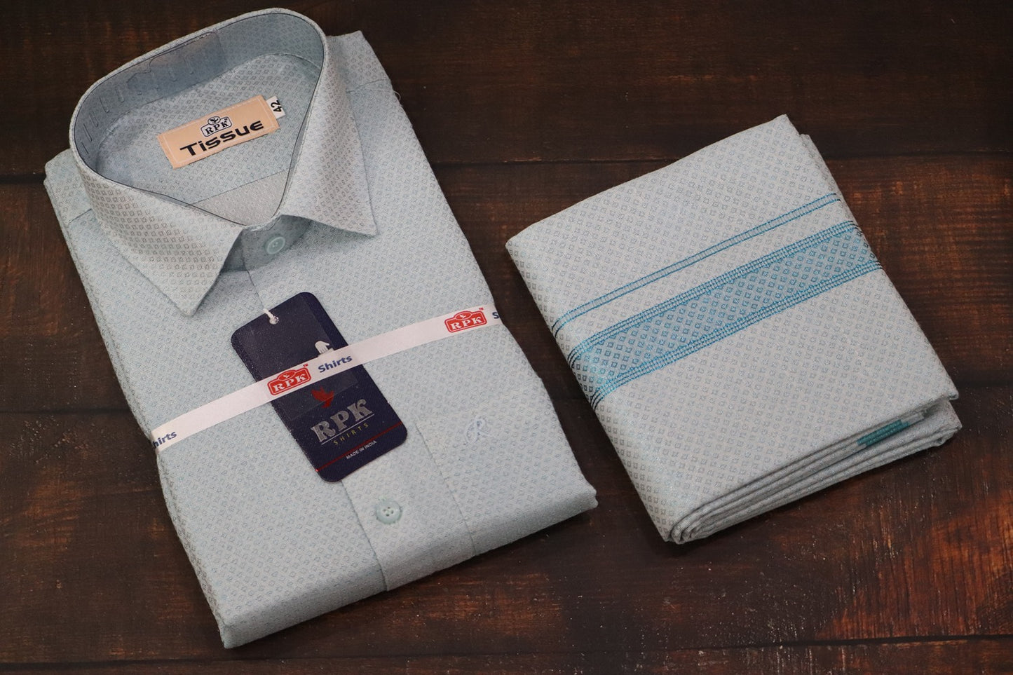 Tissue Jackard Blue Matching Set - Design 001