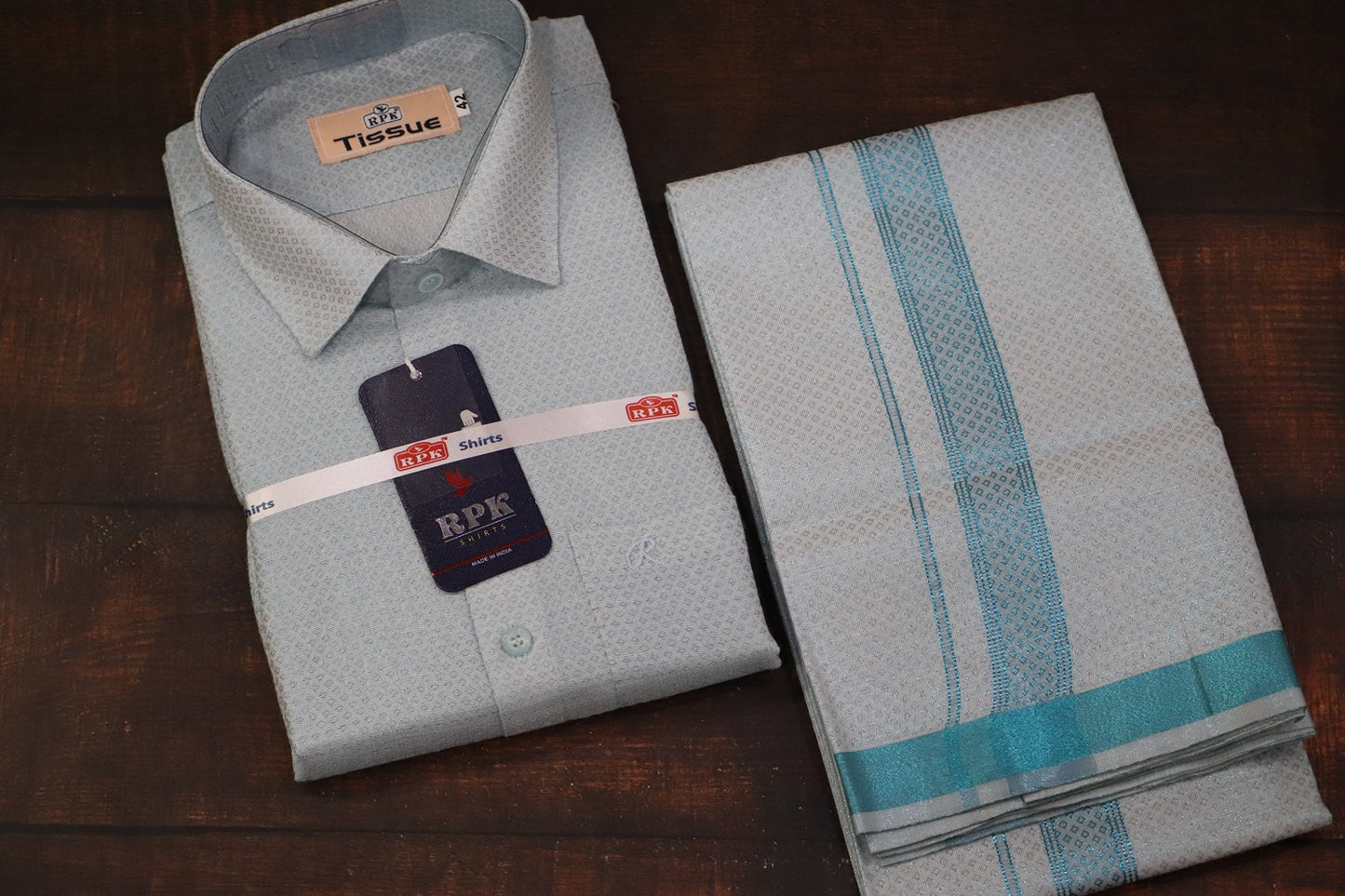 Tissue Jackard Blue Matching Set - Design 001
