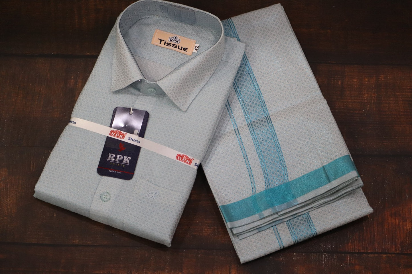 Tissue Jackard Blue Matching Set - Design 001