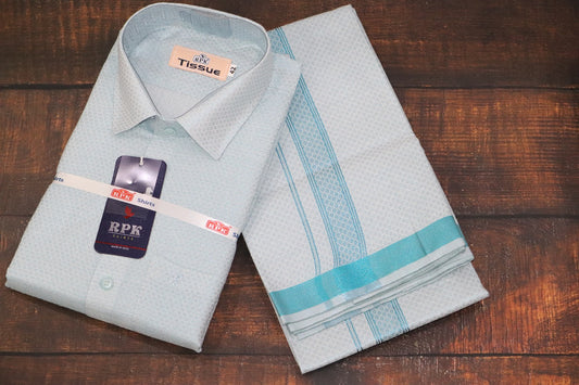 Tissue Jackard Blue Matching Set - Design 001
