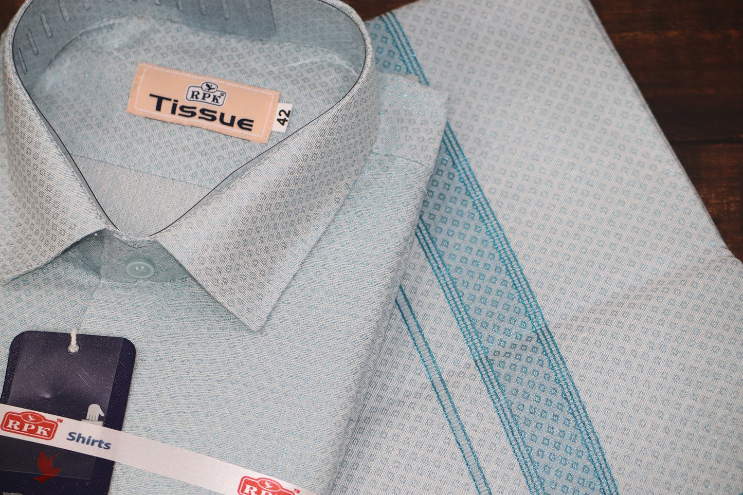 Tissue Jackard Blue Matching Set - Design 001