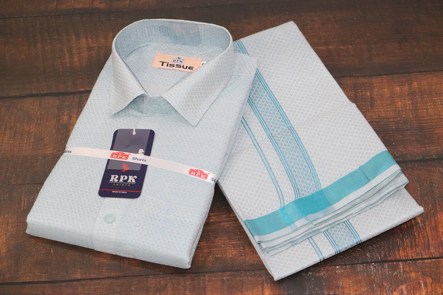 Tissue Jackard Blue Matching Set - Design 001