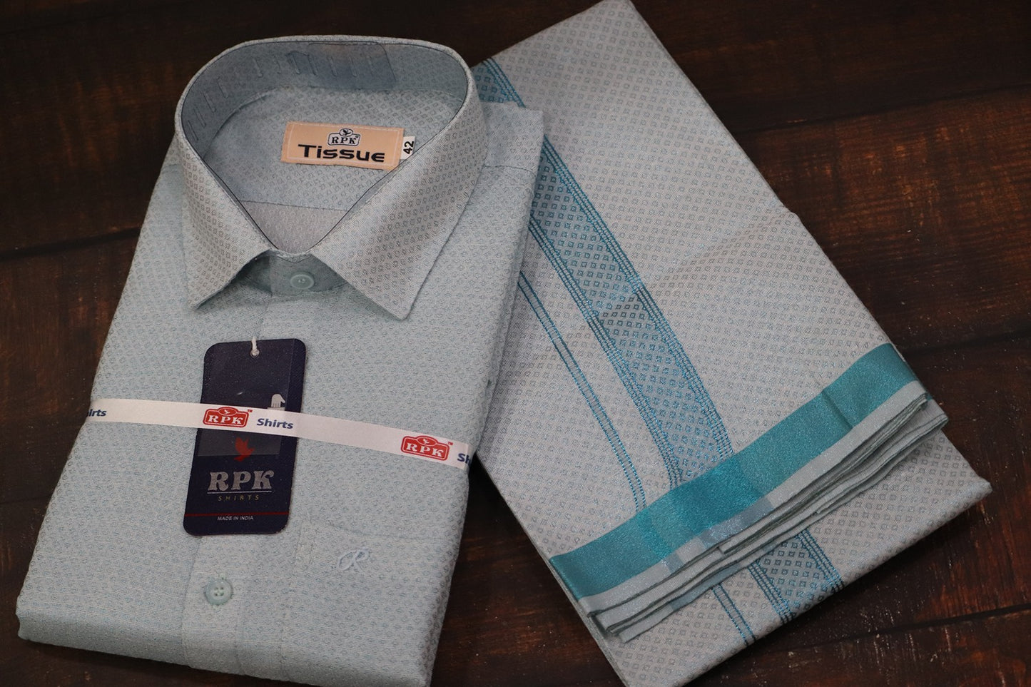 Tissue Jackard Blue Matching Set - Design 001