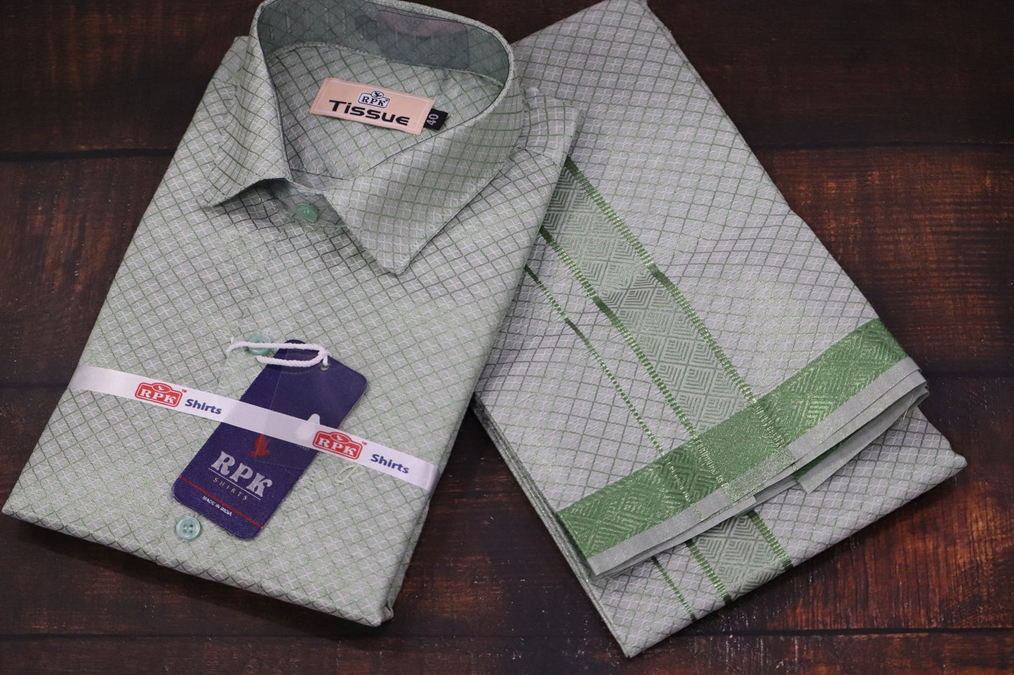 Tissue Jackard Premium Green Matching Set - Design 003