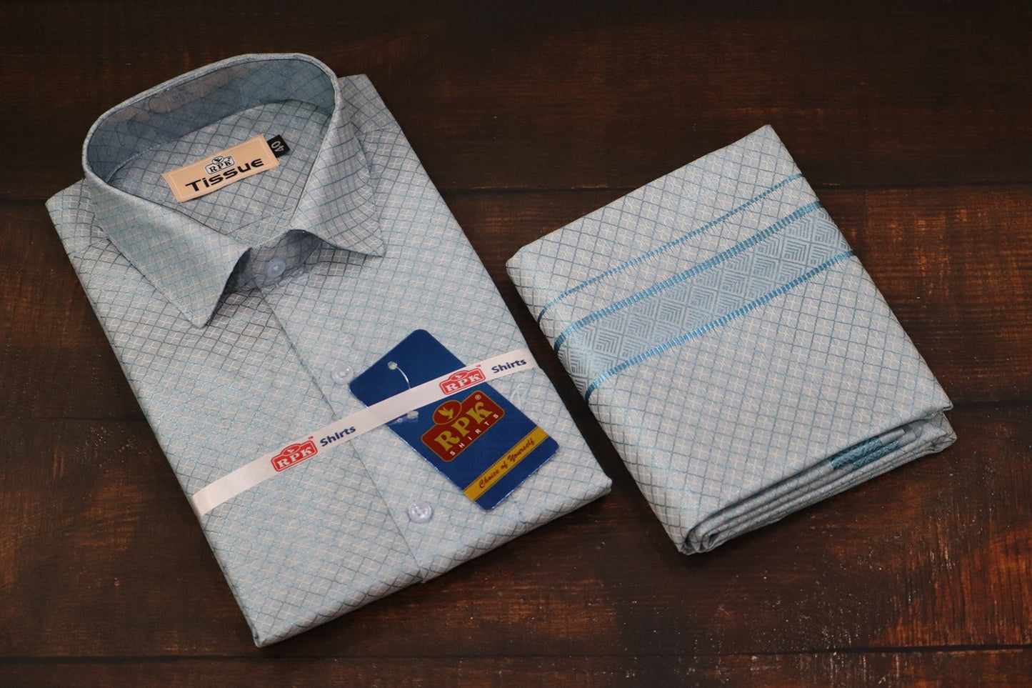 Tissue Jackard Premium Blue Matching Set - Design 003