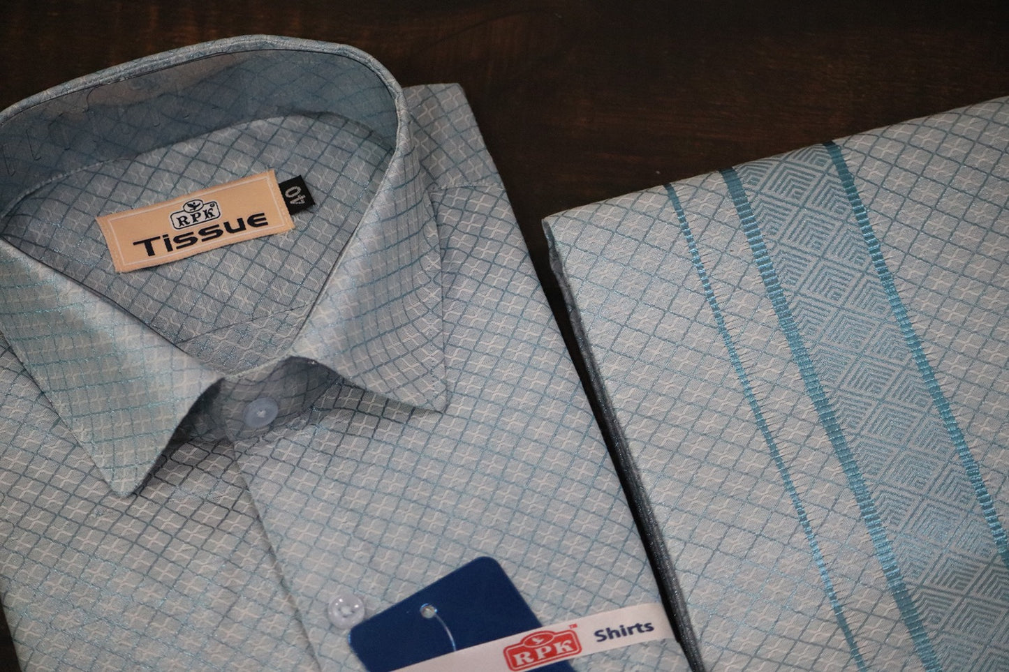 Tissue Jackard Premium Blue Matching Set - Design 003
