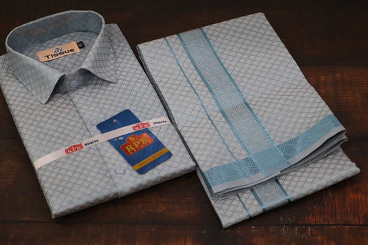 Tissue Jackard Premium Blue Matching Set - Design 003