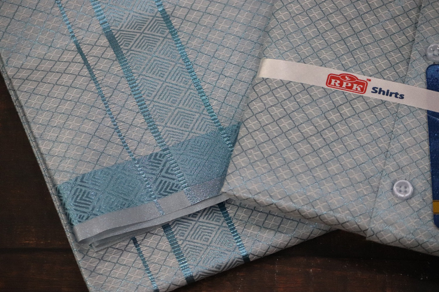 Tissue Jackard Premium Blue Matching Set - Design 003