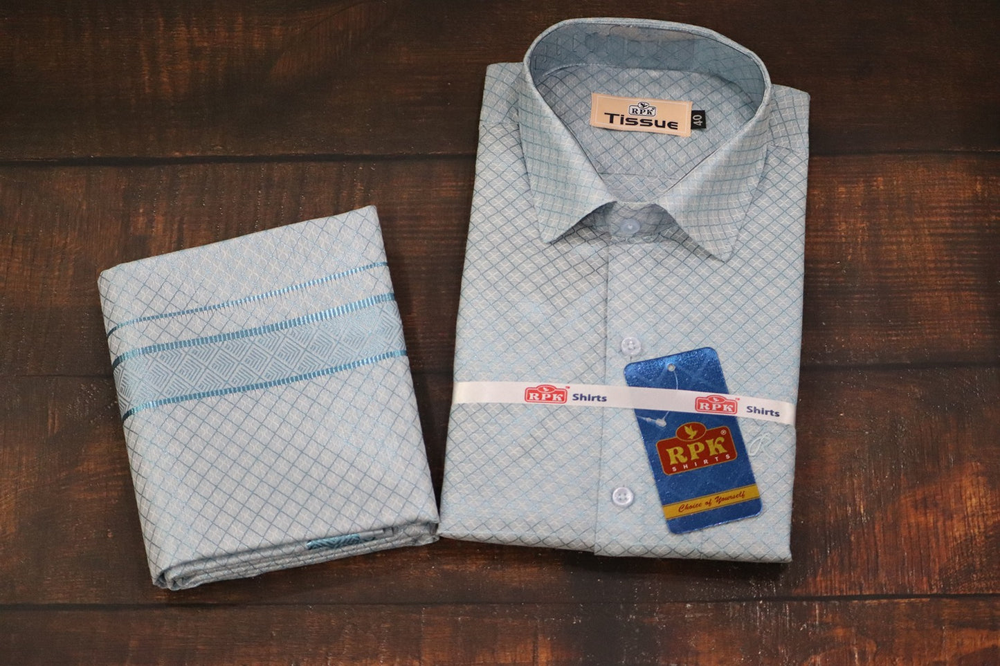 Tissue Jackard Premium Blue Matching Set - Design 003