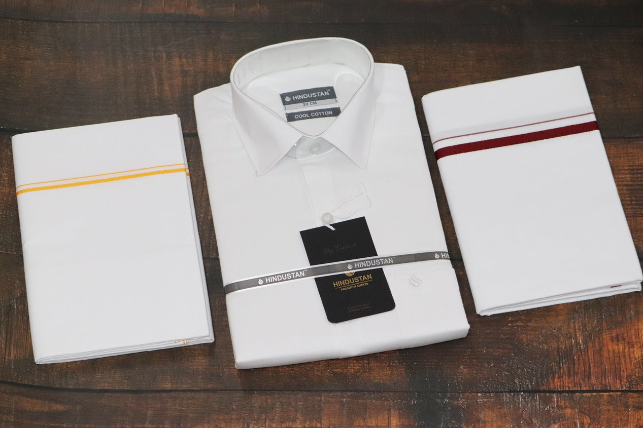 Matching White Shirt &  1 SB+1 BB Dhoti Combo Set (2mtr)