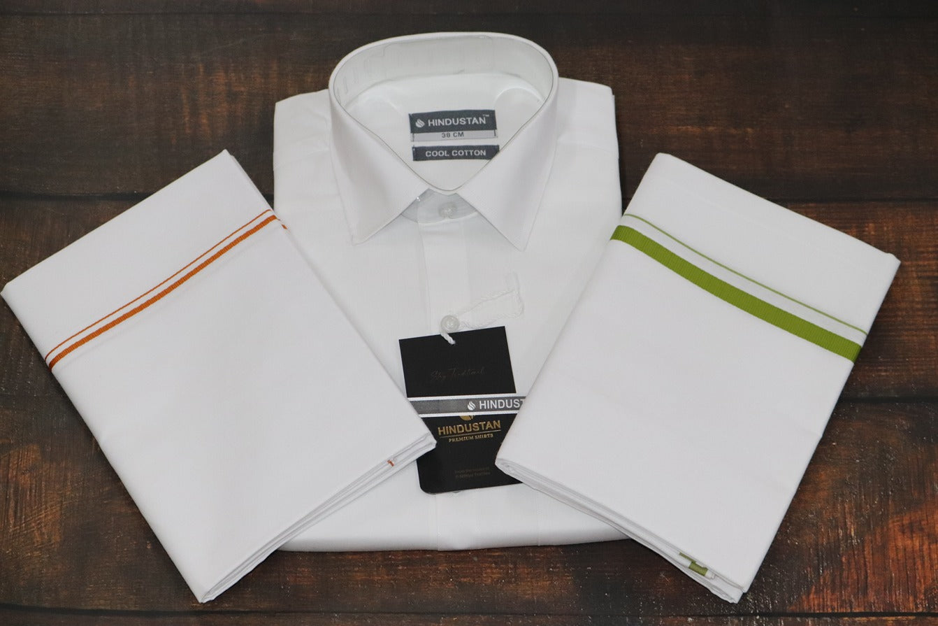 Matching White Shirt &  1 SB+1 BB Dhoti Combo Set (2mtr)