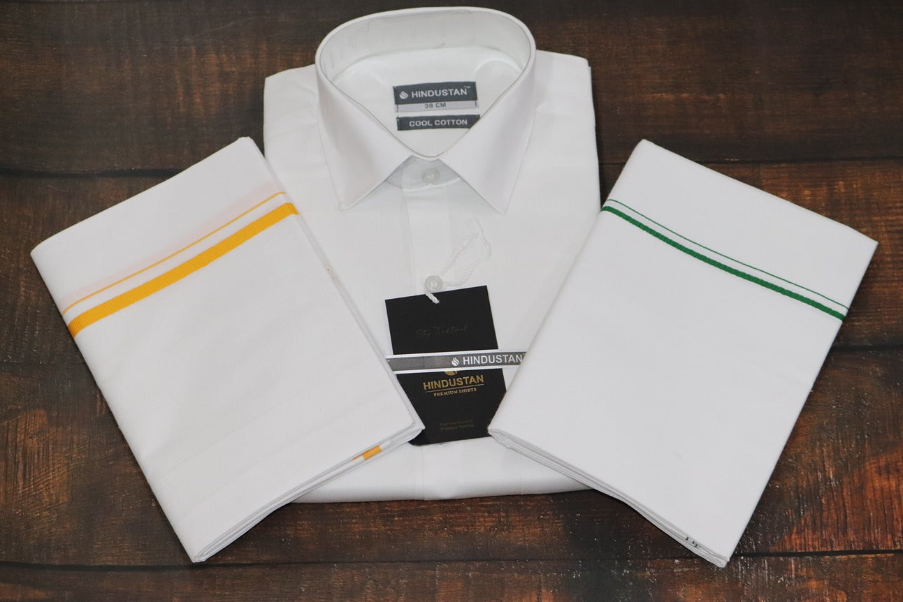 Matching White Shirt &  1 SB+1 BB Dhoti Combo Set (2mtr)
