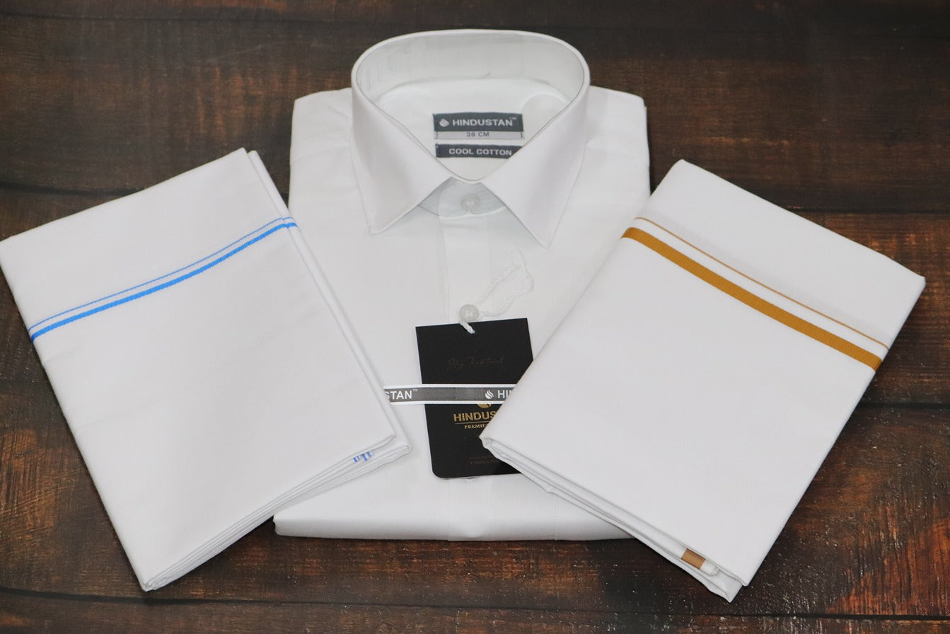 Matching White Shirt &  1 SB+1 BB Dhoti Combo Set (2mtr)