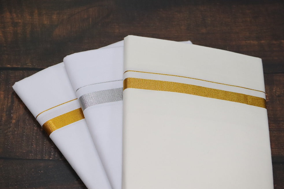 Jari 30k 3 Combo Dhotis (30k Jari+Cream+Silver)-2MTR