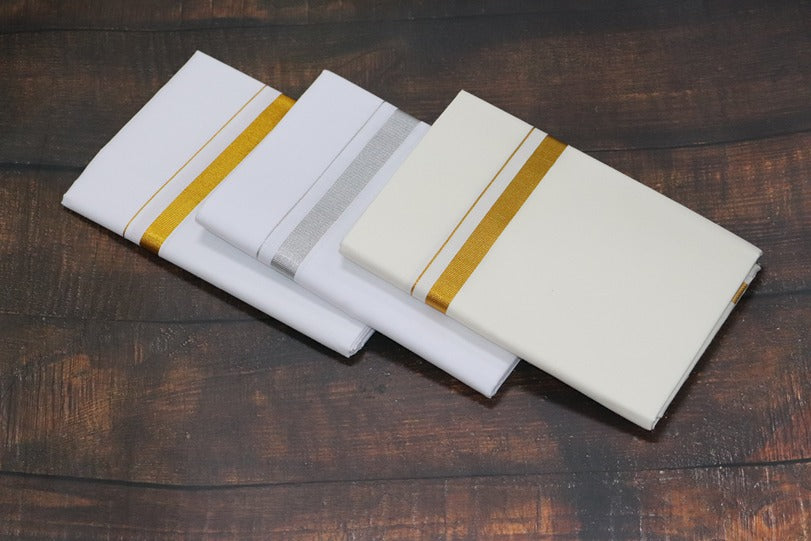 Jari 30k 3 Combo Dhotis (30k Jari+Cream+Silver)-2MTR