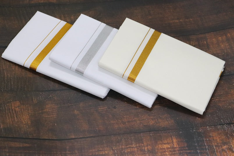 Jari 30k 3 Combo Dhotis (30k Jari+Cream+Silver)-2MTR
