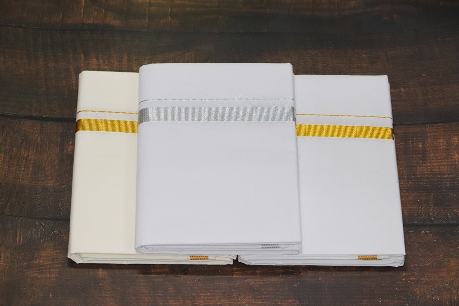 Jari 30k 3 Combo Dhotis (30k Jari+Cream+Silver)-2MTR
