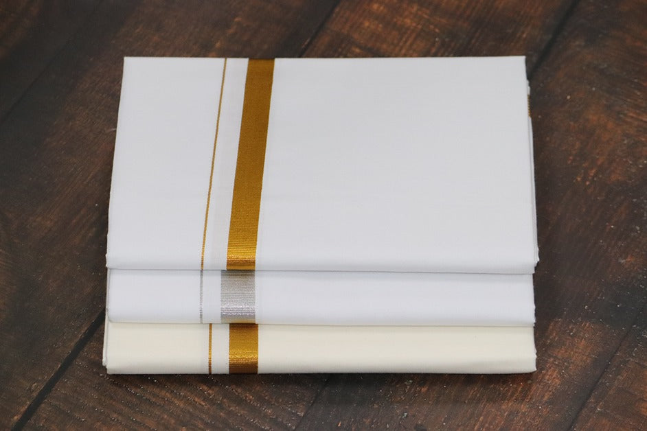 Jari 30k 3 Combo Dhotis (30k Jari+Cream+Silver)-2MTR