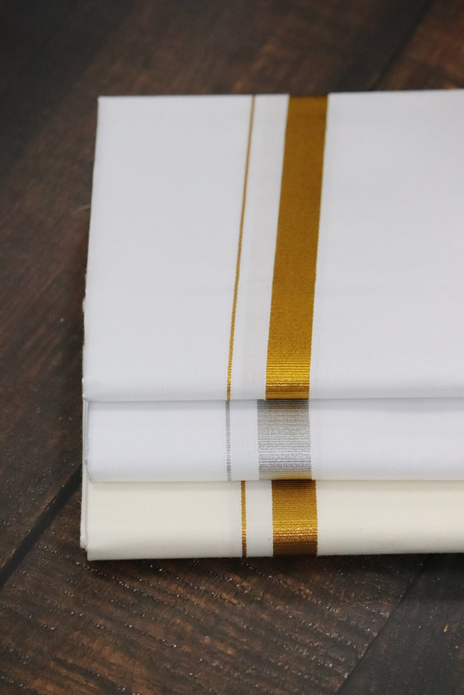 Jari 30k 3 Combo Dhotis (30k Jari+Cream+Silver)-2MTR