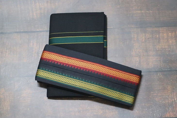 Thalapathy Black Dhoti+Towel (Angavasthiram) Combo