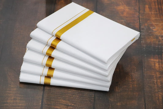 Jari White 30k Dhoti - (3.90mtr = Double)