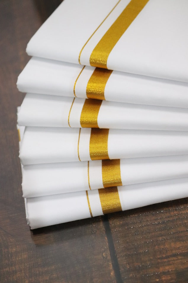 Velcro 30k Jari White Dhoti (Size 28 to 40) - All Size