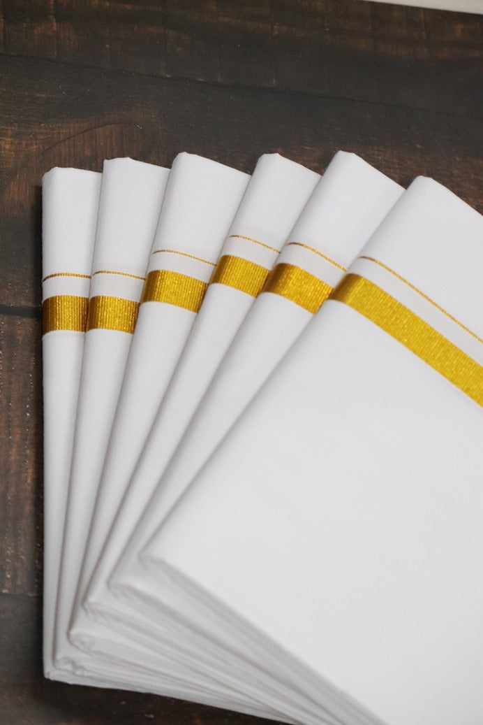 Velcro 30k Jari White Dhoti (Size 28 to 40) - All Size