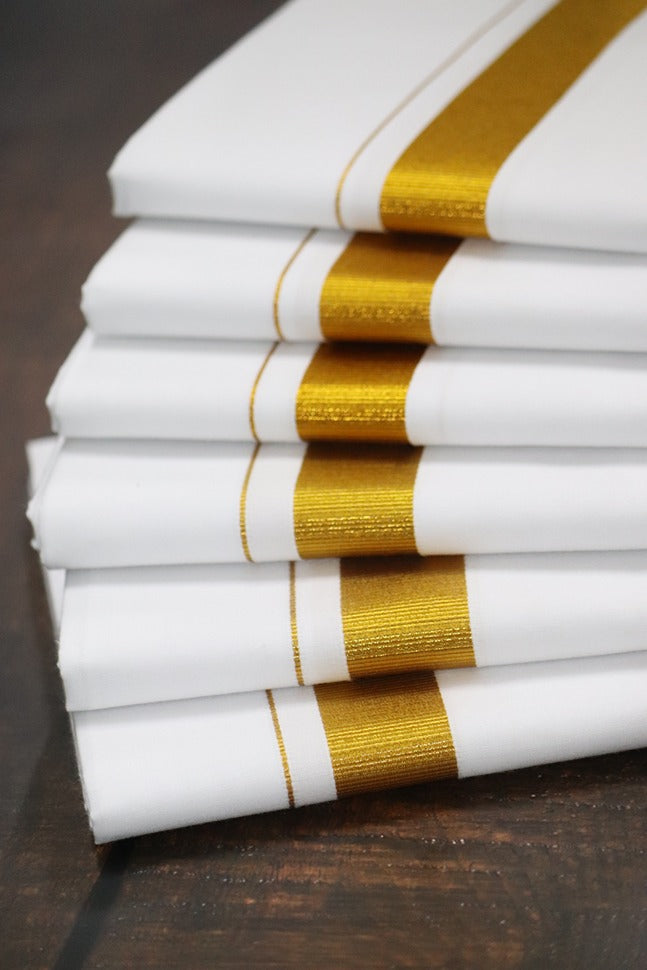 Jari White 50k Dhoti - 2mtr