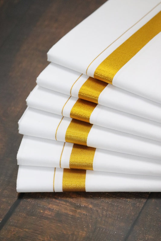 Jari White 50k Dhoti - 2mtr