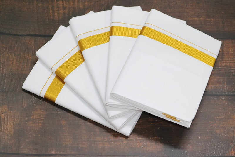 Jari White 50k Dhoti - (3.90mtr = Double)