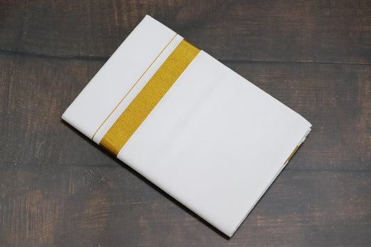 Jari White 50k Dhoti - (3.90mtr = Double)