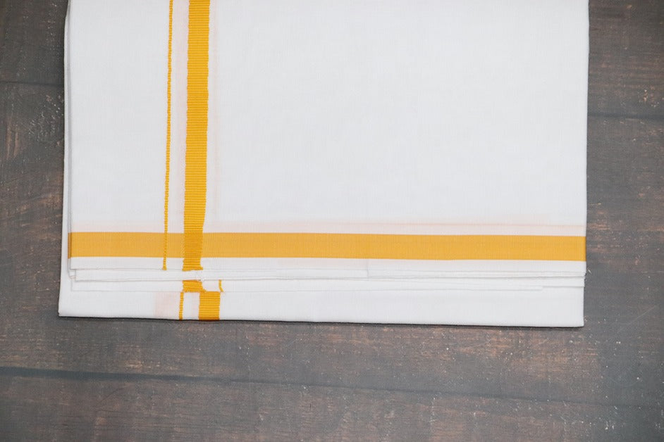 Classic Yellow BB Dhoti - (3.80mtr = Double)