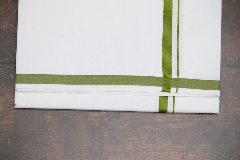 Rich BB Olive Green Border Dhoti - 2mtr