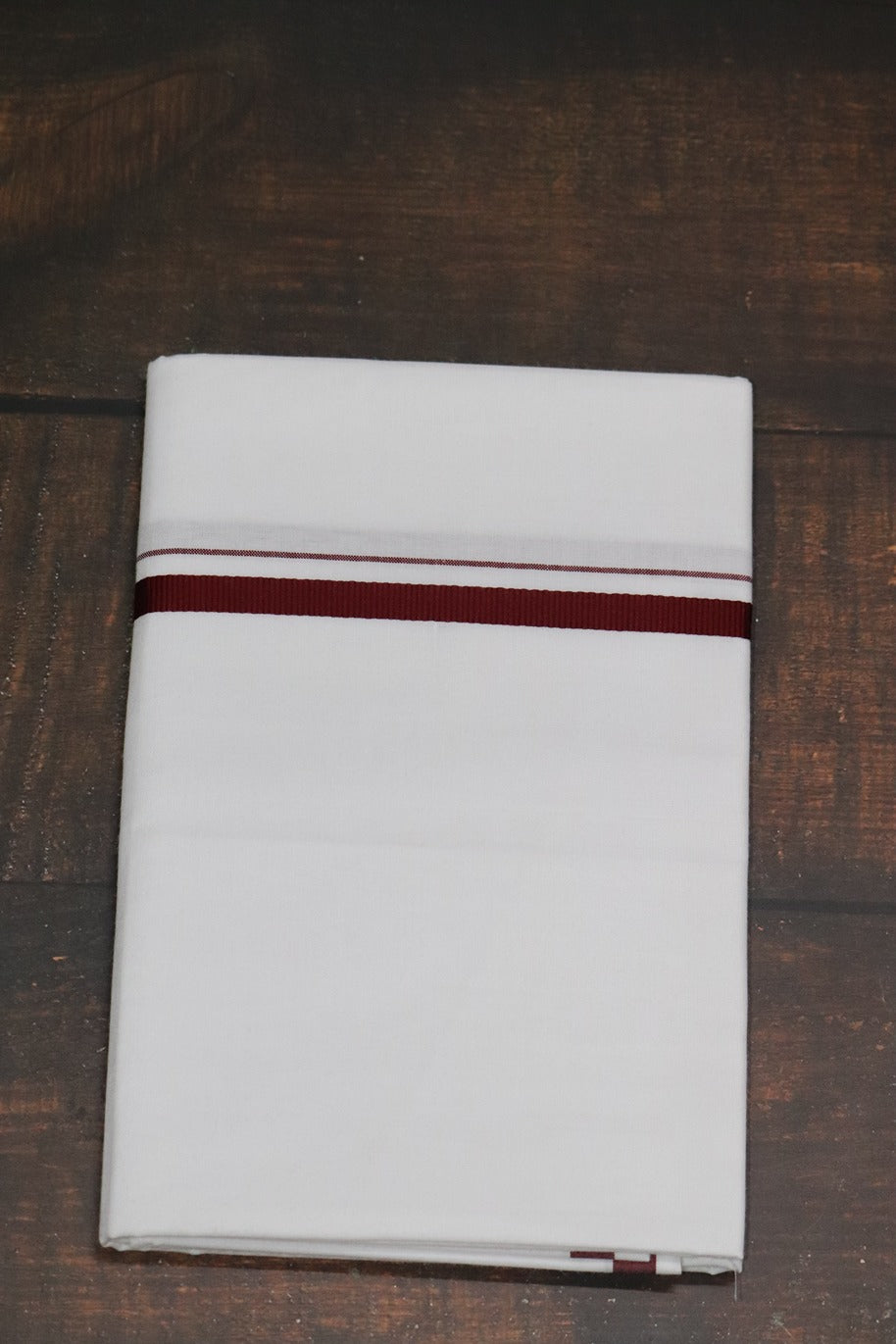 Rich BB Maroon Border Dhoti - 2mtr