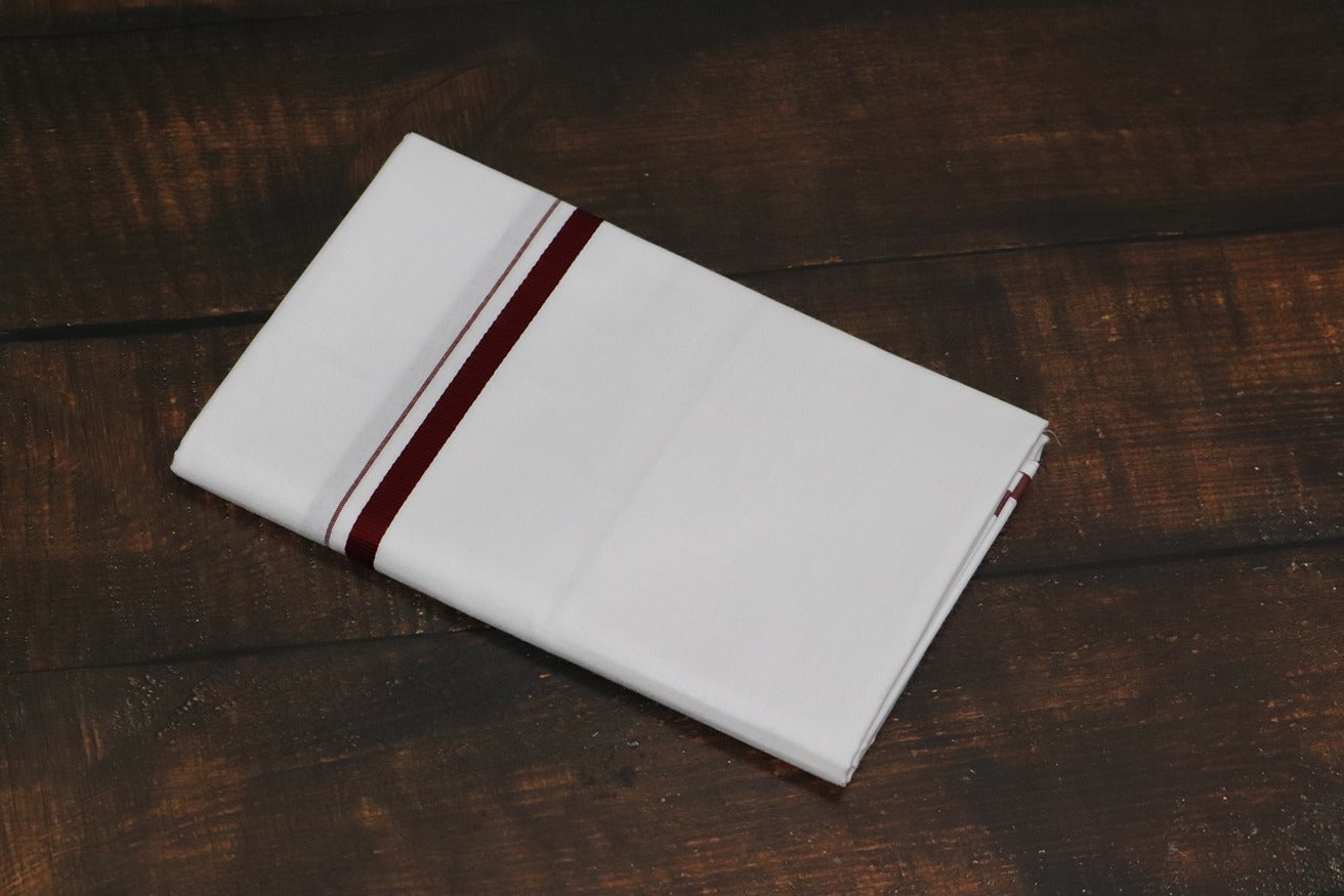 Rich BB Maroon Border Dhoti - 2mtr